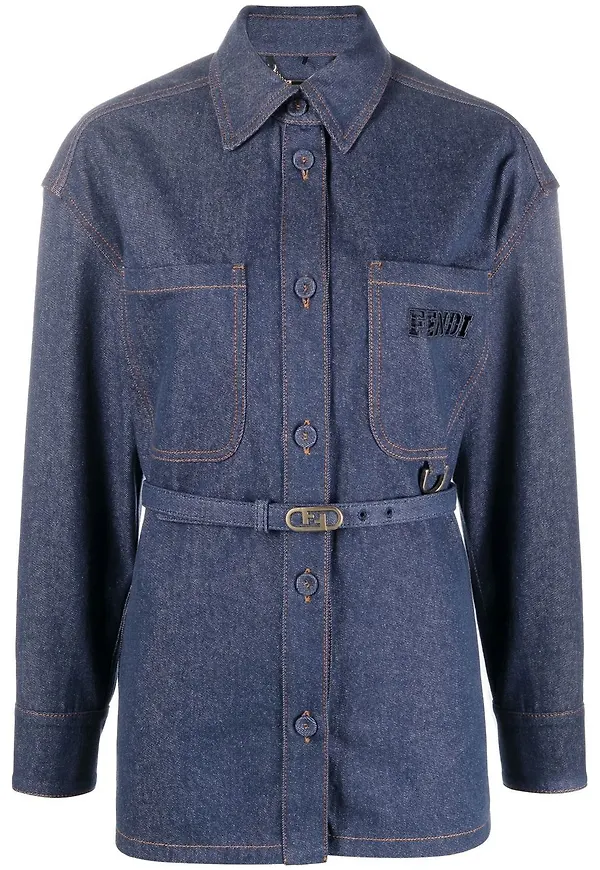 Fendi jeansjacka med bälte - Blå