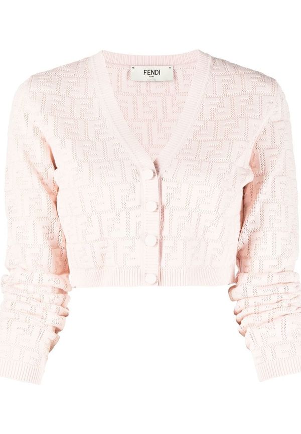Fendi kort kofta med logotyp - Rosa