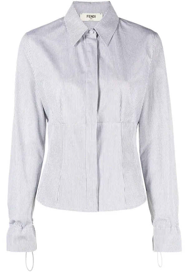 Fendi kritstrecksrandig skjorta - Vit