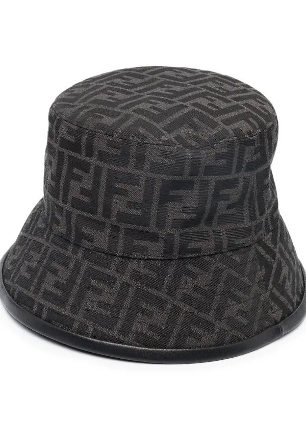 Fendi logotypmönstrad fiskehatt - Svart