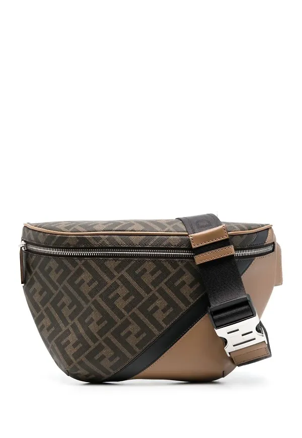 Fendi logotypmönstrad midjeväska - Brun