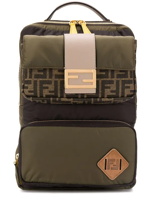 Fendi logotypmönstrad ryggsäck - Grön