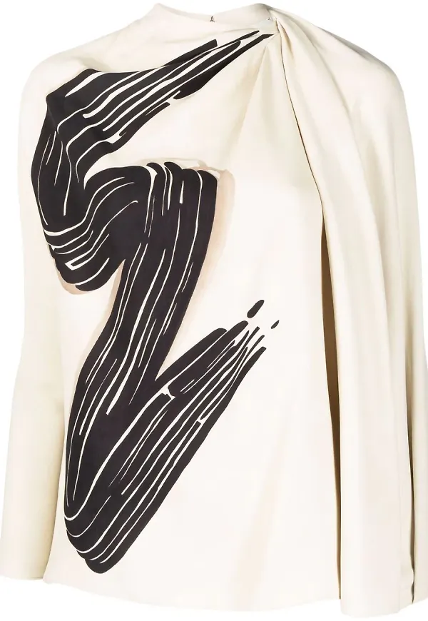 Fendi mönstrad sidenblus - Neutral