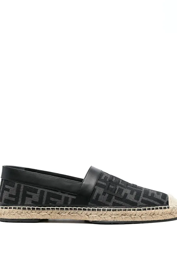 Fendi platta espadrillos med logotyp - Svart