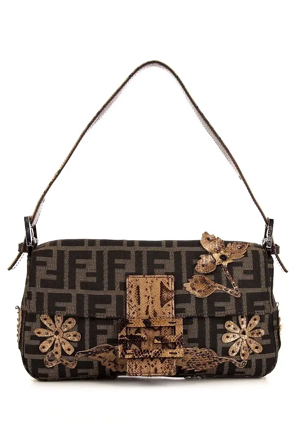 Fendi Pre-Owned Baguette axelväska med blommigt motiv - Brun