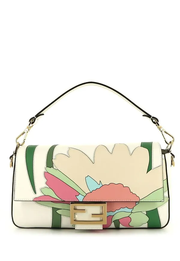 Fendi Pre-Owned Baguette blommig väska - Vit