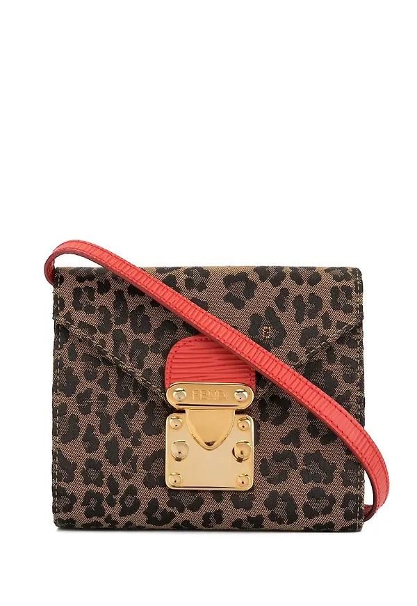 Fendi Pre-Owned leopardmönstrad axelväska - Röd