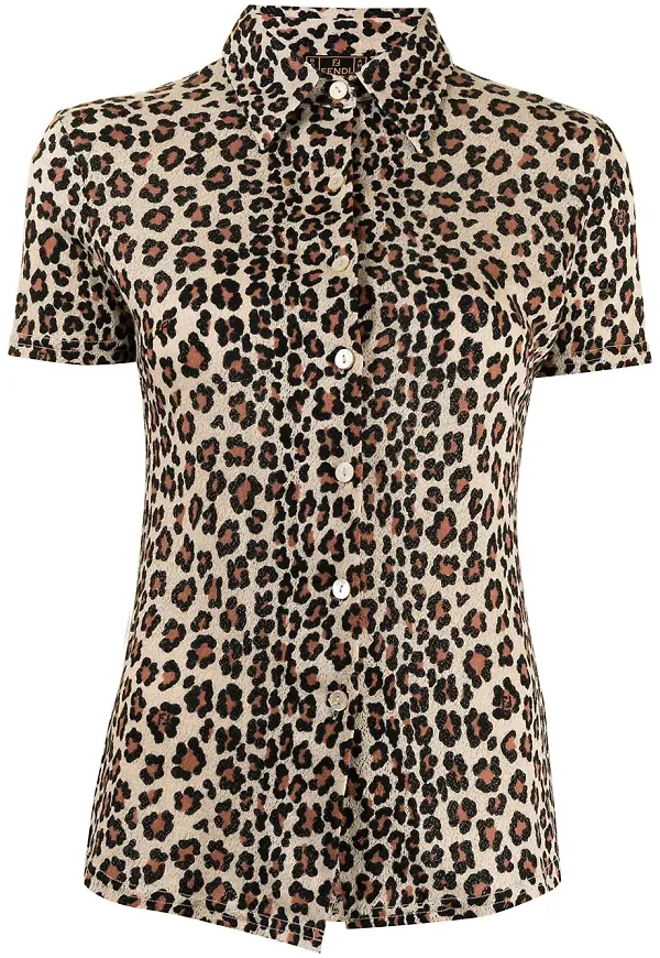 Fendi Pre-Owned leopardmönstrad skjorta - Brun