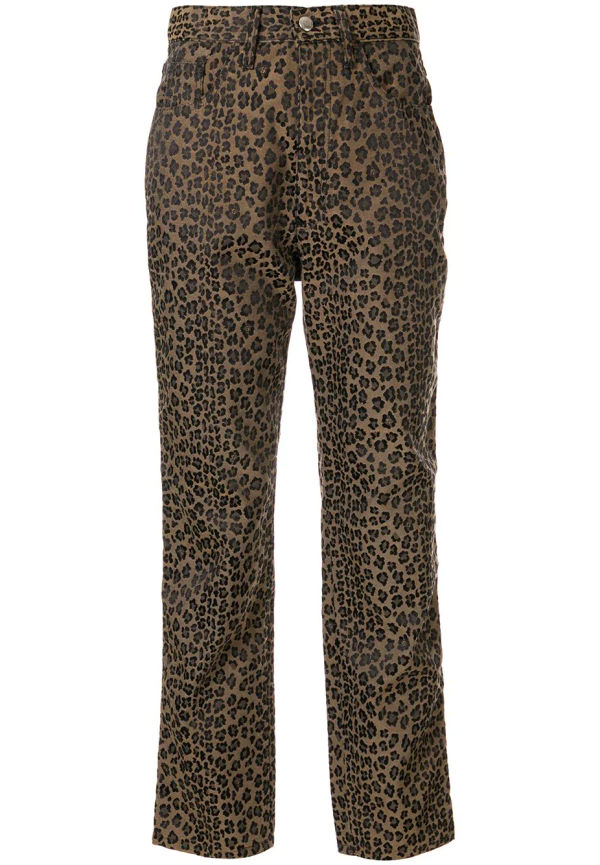 Fendi Pre-Owned leopardmönstrade byxor med rak passform - Brun