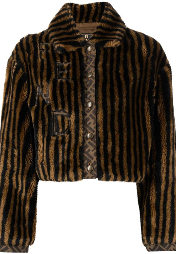Fendi Pre-Owned Pequin randig jacka i konstpäls från 1990-2000-talet - Brown, Black