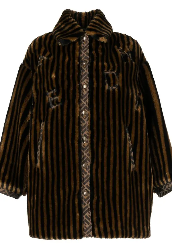 Fendi Pre-Owned Pequin randig kappa i konstpäls från 1990-2000-talet - Brun