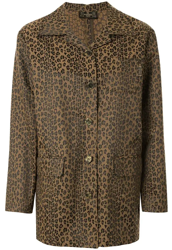 Fendi Pre-Owned rak leopardmönstrad jacka - Brun