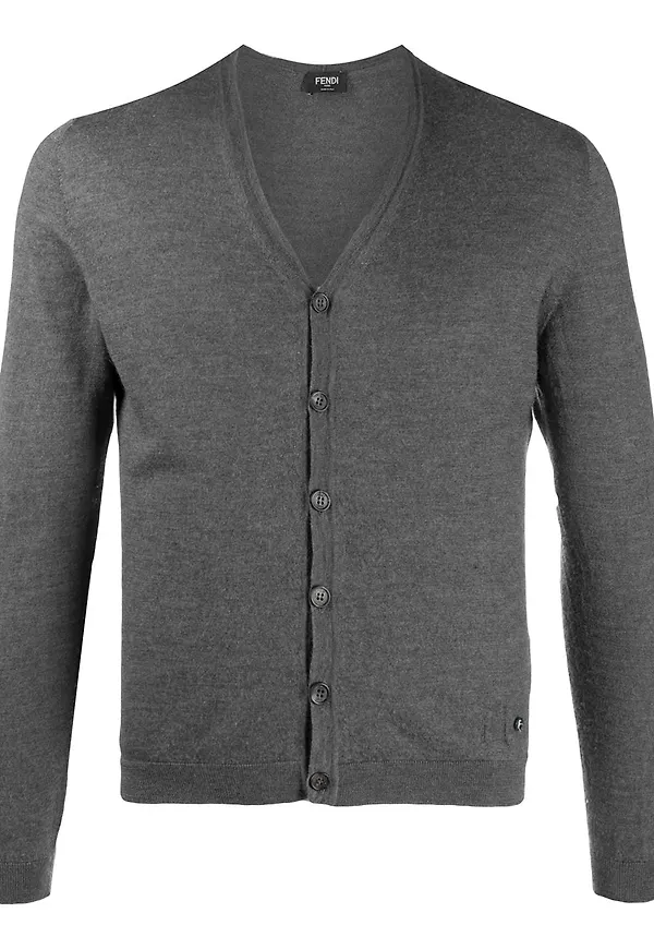 Fendi Pre-Owned v-ringad cardigan från 2000-talet - Grå