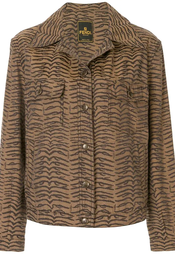 Fendi Pre-Owned zebramönstrad långärmad jacka - Brun