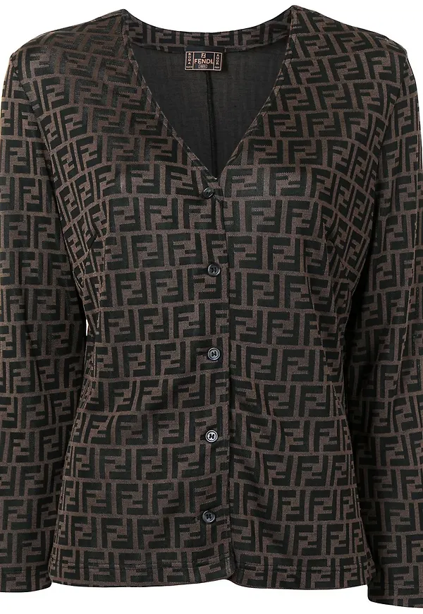 Fendi Pre-Owned Zucchino v-ringad kofta - Brun