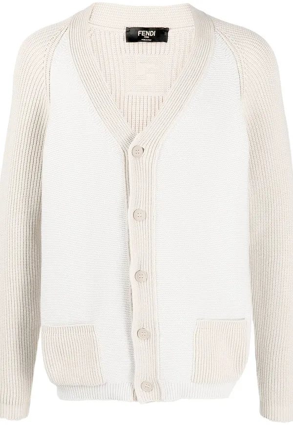 Fendi ribbstickad kofta - Neutral