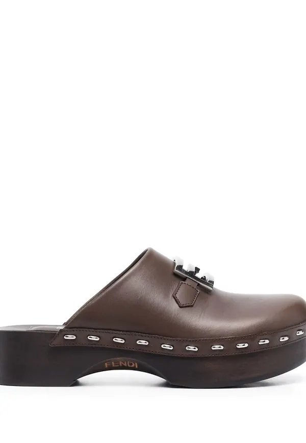 Fendi Sabot slip-ons med platåsula - Brun