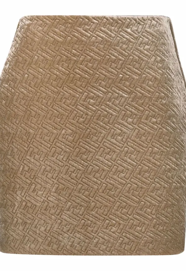 Fendi sammetskjol med präglat monogram - Brun