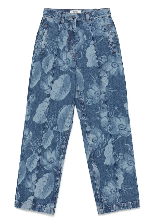 FENDI Sea Garden jeans med tryck - Blå