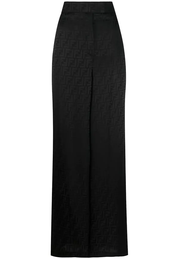 Fendi sidenbyxor med monogram - Svart