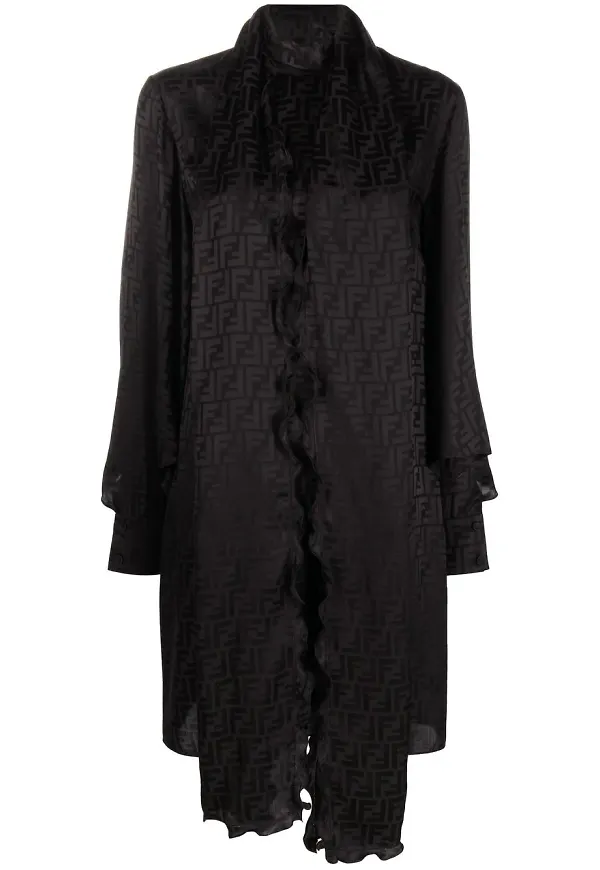 Fendi sidenklänning i jacquard - Svart
