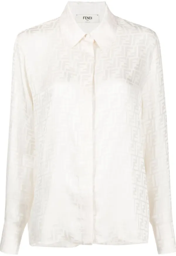 FENDI sidenskjorta med FF-motiv - Neutral