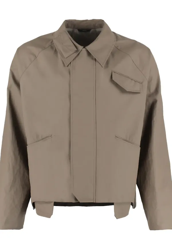 FENDI skjortjacka med asymmetrisk fåll - Brun