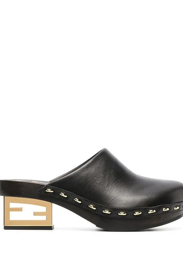 Fendi slip-ons med blockklack - Svart