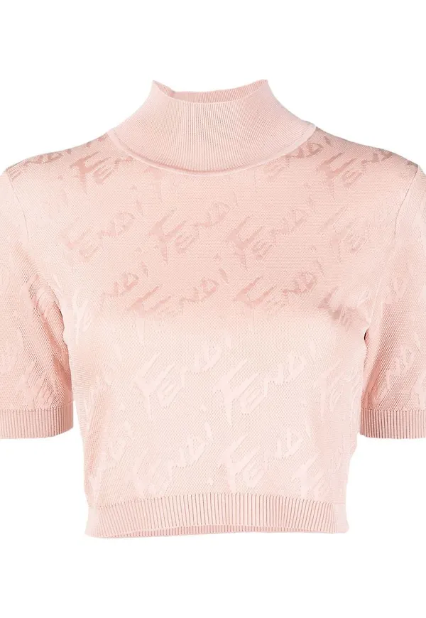 Fendi stickad croptop - Rosa