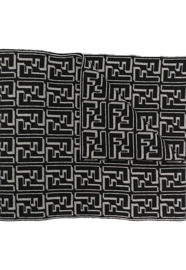 Fendi stickad halsduk med monogram - Svart