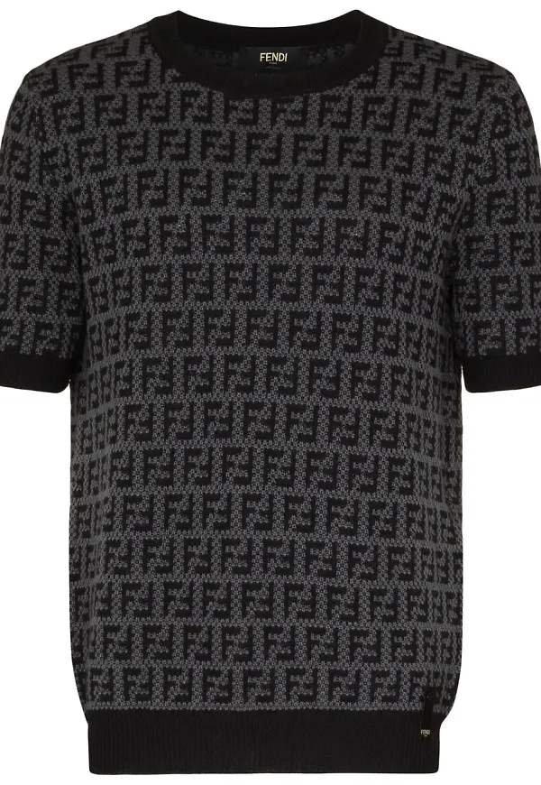 Fendi stickad topp med monogram - Svart