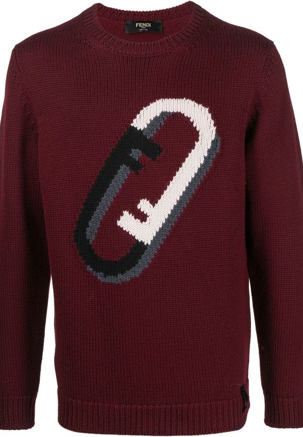 Fendi stickad tröja med logotyp - Röd