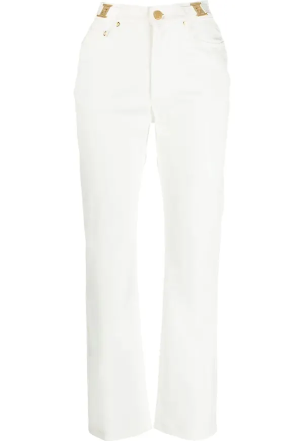 Fendi straight-jeans med logotypplakett - Vit