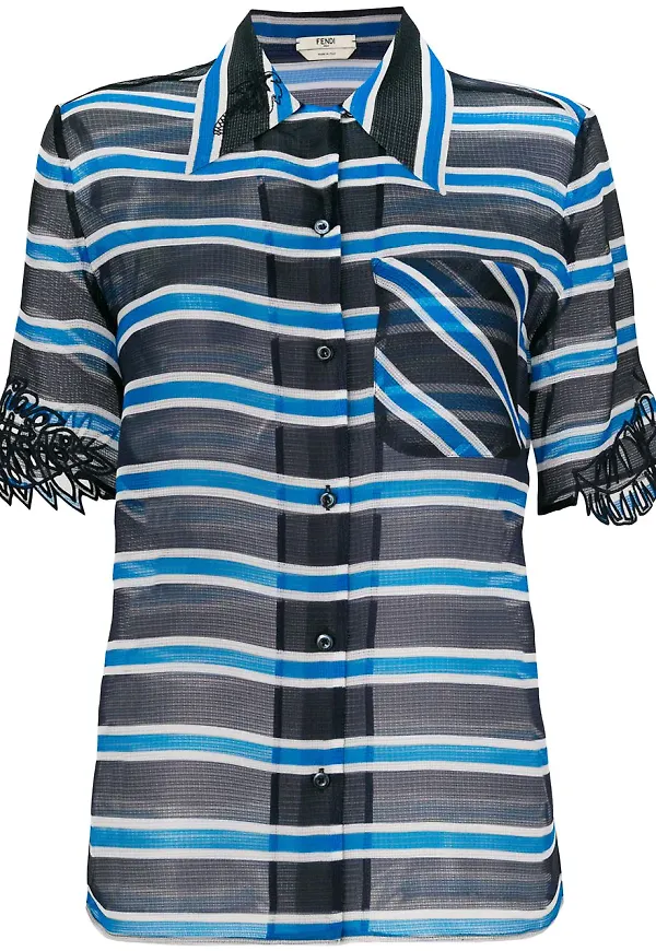 Fendi striped sheer blouse - Blå