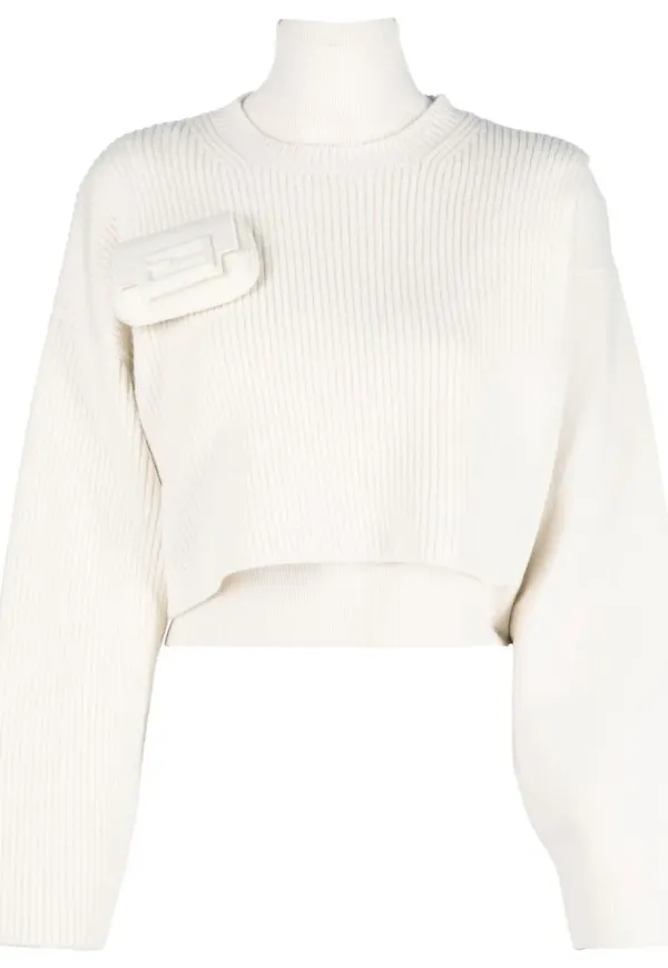 FENDI tröja med rullkrage och fickdetalj - Neutral