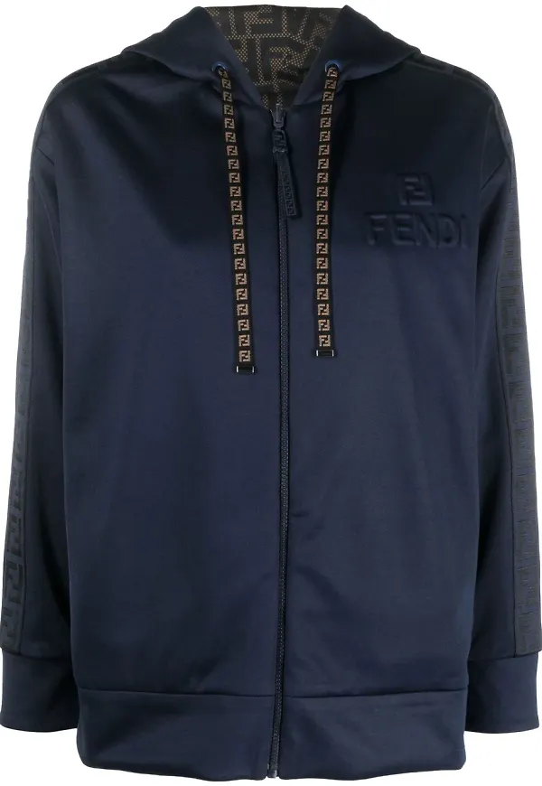Fendi vändbar hoodie med dragkedja - Blå