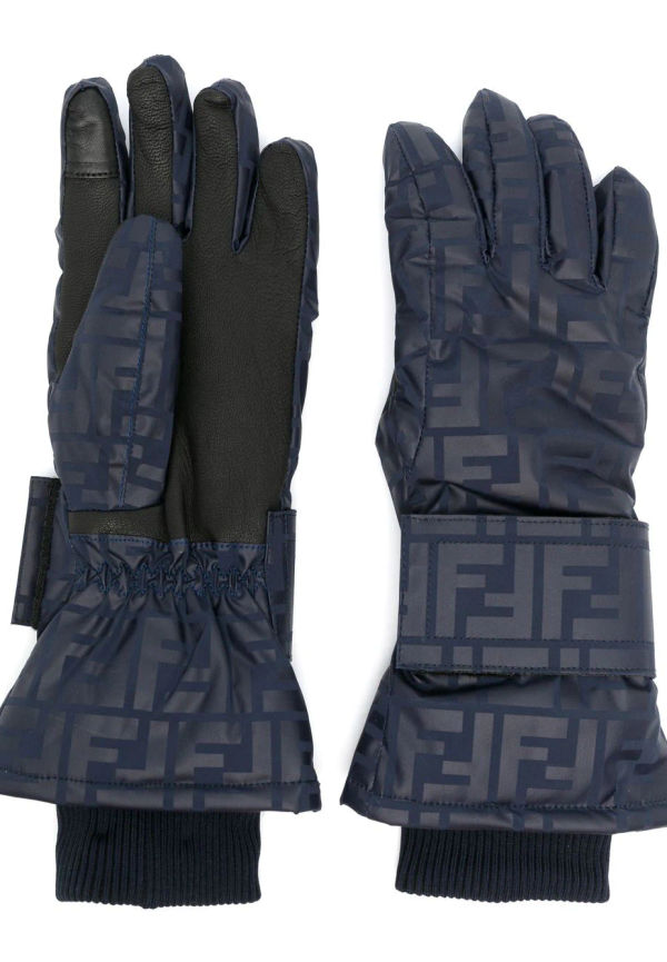 Fendi Zucca vadderade handskar med monogram - Blå