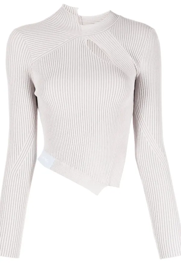 Feng Chen Wang asymmetrisk ribbstickad topp - Lila