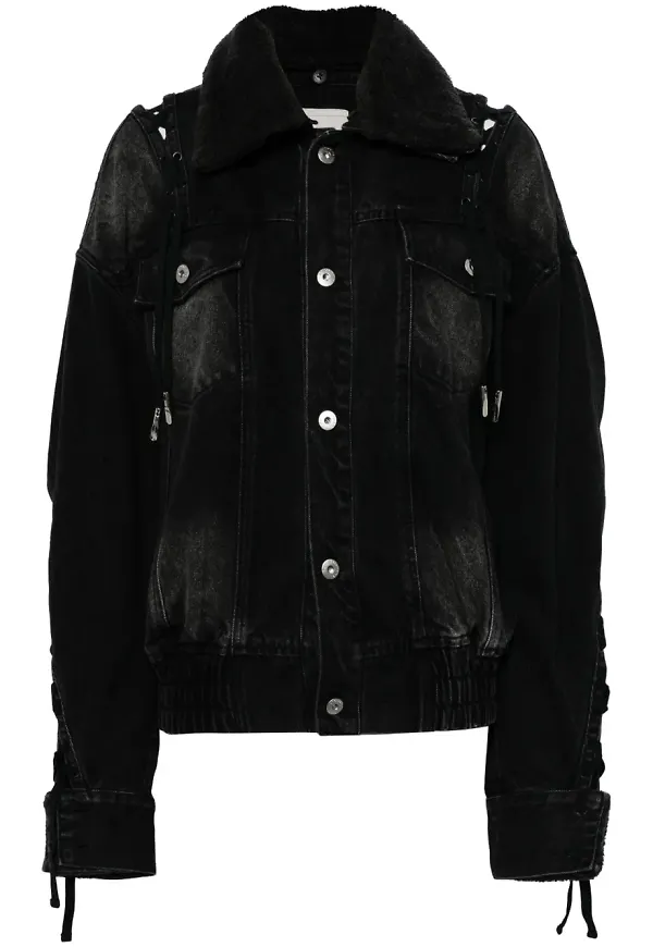 Feng Chen Wang omarbetad jeansjacka - Svart