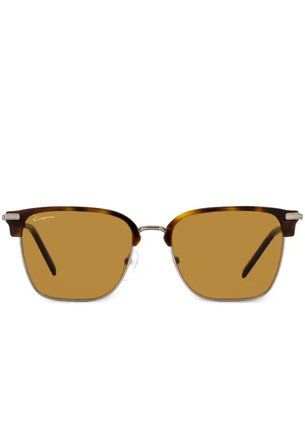 Ferragamo Eyewear sköldpaddsfärgade solglasögon - Brun