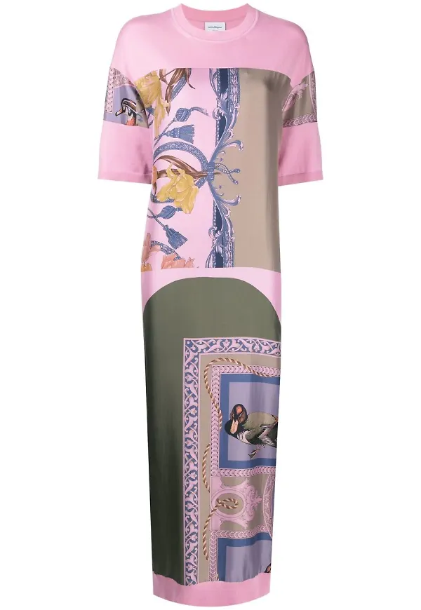 Ferragamo stickad mönstrad maxiklänning - Rosa