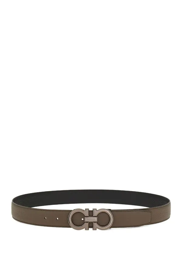 Ferragamo vändbart läderbälte - Brun