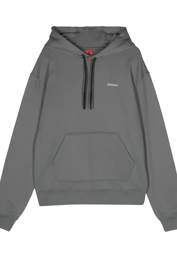 Ferrari hoodie med lågt skurna axlar - Grå