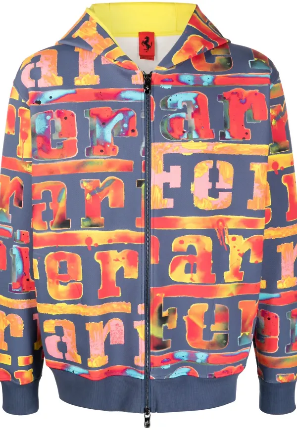 Ferrari hoodie med logotyp - Blå