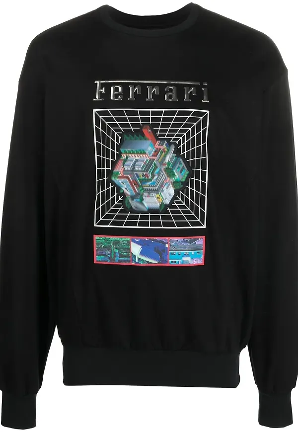 Ferrari tröja med grafiskt tryck - Svart
