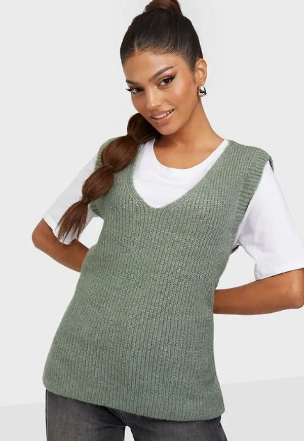 Only Onlcora Vest Cc Knt Stickade västar Granite Green W. Melange