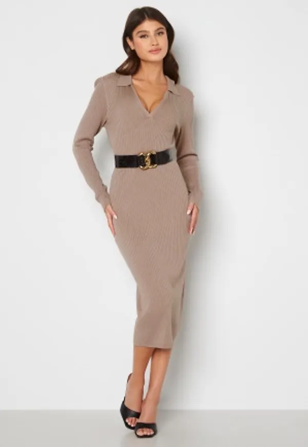 BUBBLEROOM Ivanna knitted dress Dark beige XS