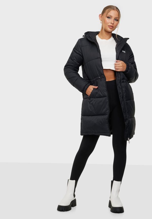 Fila - Dunjackor - Black - EMBLA long hooded puff jacket - Jackor - Down jackets