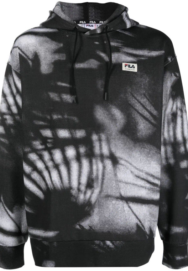 Fila batikmönstrad hoodie med dragsko - Svart