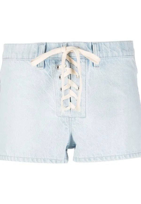 Filippa K jeansshorts med snörning - Blå